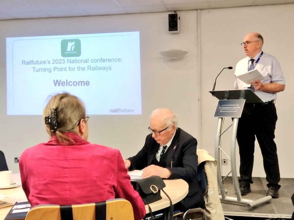 watfordgap's tweet photo. Good to hear from @Kazza_belle talking about @TrainEd_by_CRL & The @CommunityRail Education Network and Phil Smart from @RailFreightUK about the need for more freight on rail at @Railfuture conference chaired by @Pacer144 #RFConference https://t.co/eK67i9LkXx