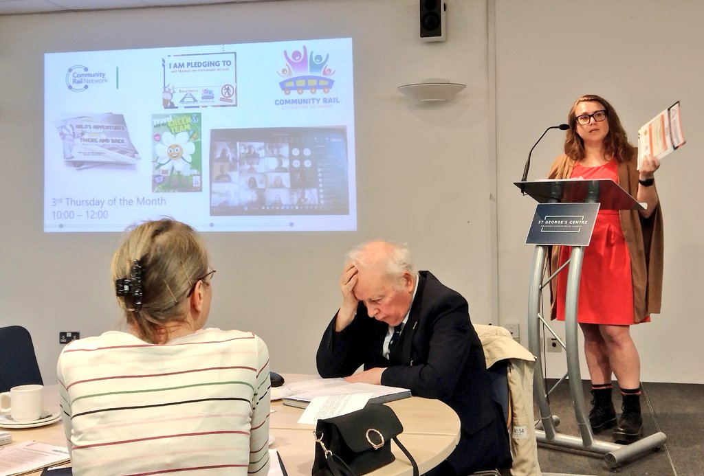 watfordgap's tweet photo. Good to hear from @Kazza_belle talking about @TrainEd_by_CRL & The @CommunityRail Education Network and Phil Smart from @RailFreightUK about the need for more freight on rail at @Railfuture conference chaired by @Pacer144 #RFConference https://t.co/eK67i9LkXx