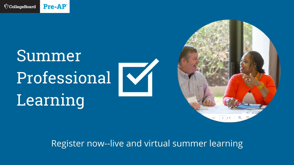 Pre-AP educators and leaders: our summer #PL calendar is live. Register now for course-specific live and virtual Pre-AP Summer Institutes. These are memorable learning experiences you won't want to miss! buff.ly/3LXZykz