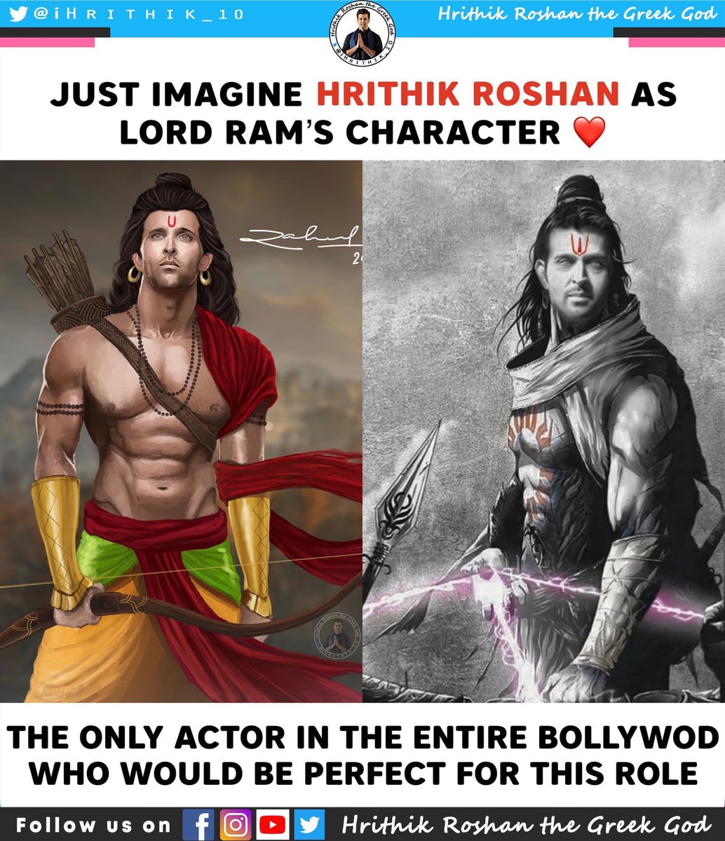 Someone pls make this happen !!🙏
Hrithik as Lord Ram ❤️
.

.

.
#HrithikRoshan #Ramayana 
#Adipurush #Rrr #Hrithik 
#ramnavmi2023 #RamNavami 
#Ram #LordRama #Fighter