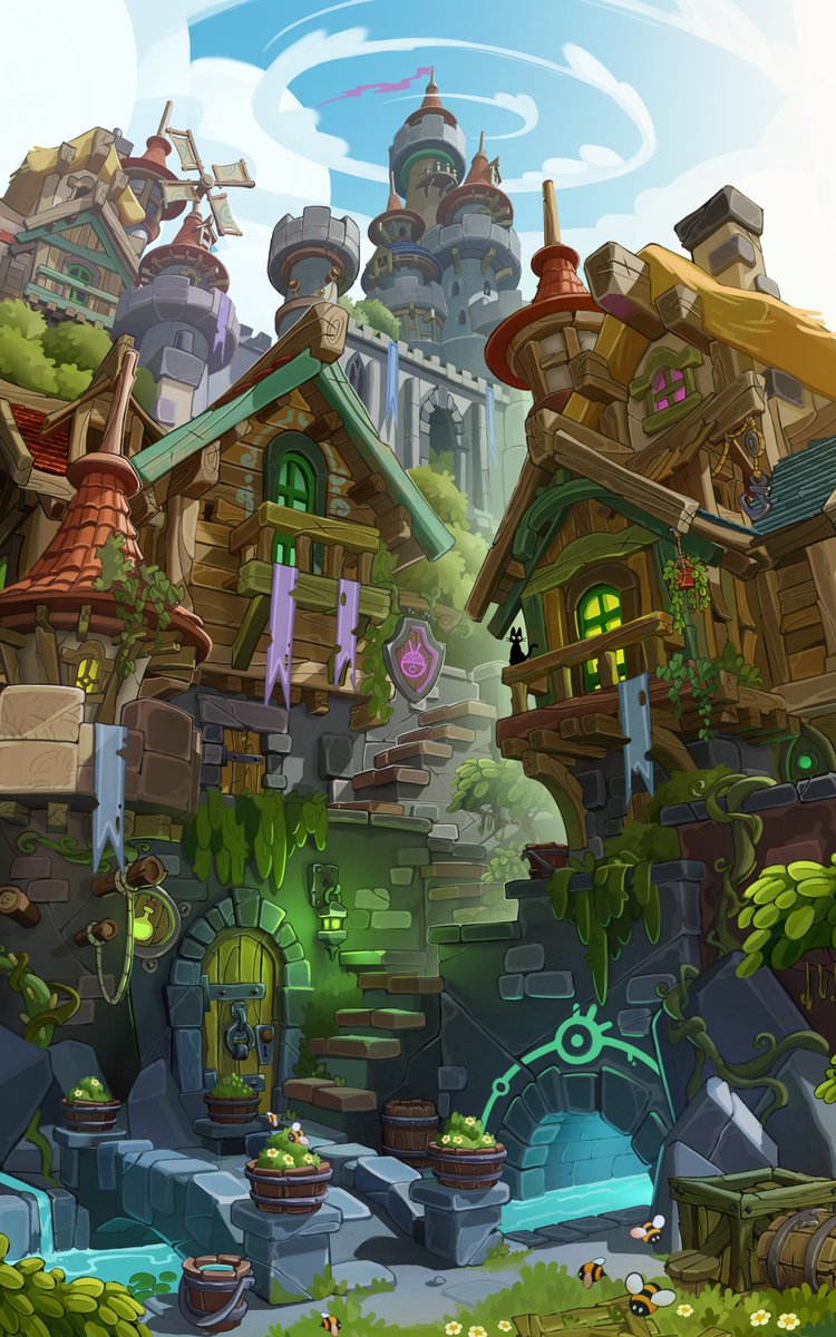 Drawing of a medieval village to have fun and progress. 🏰🧙‍♂️ Cnc are welcome