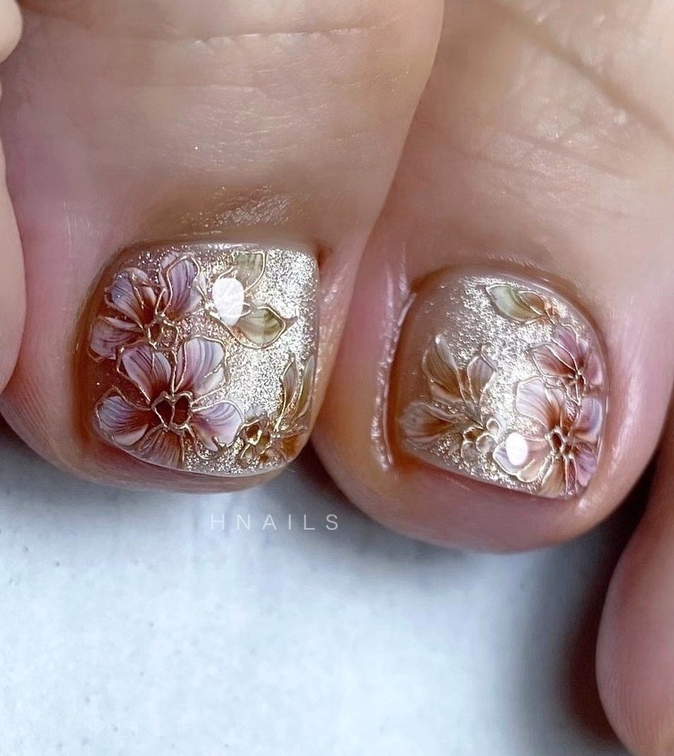 8na5_NAIL's tweet photo. 春はフットにもお花が人気 https://t.co/0DFqZmuZwm