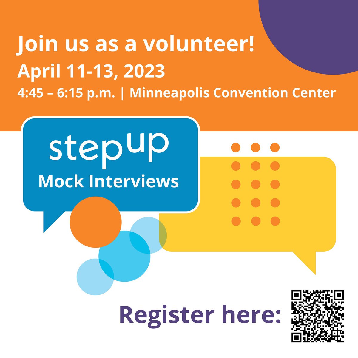 Don't miss the April 11-13 <a href="/STEPUPMpls/">Step Up Minneapolis</a> Mock Interviews, the best volunteer event of the year! Interview 2-4 Minneapolis youth participants and provide feedback for strengthening their skills and presentation. Details and registration at bit.ly/StepUpMocks23.