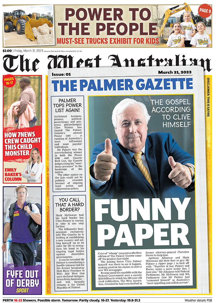 westaustralian's tweet photo. The front page of Friday's The West Australian. https://t.co/aw9V9vwCJh