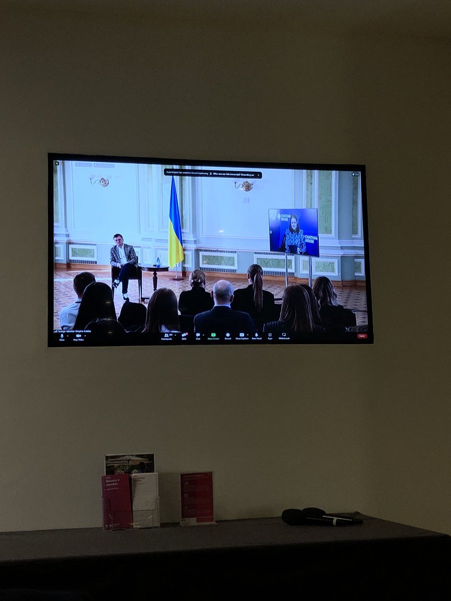khrystiamelekh's tweet photo. @DmytroKuleba at @ChathamHouse: Russia’s presidency of UN SC that starts on the 1st of April is the worst April fool’s day joke you can imagine.
@CHUkraineForum connects Kyiv and London for the discussion on russia’s aggression and multilateralism #CHevent https://t.co/53IQPwFvfQ