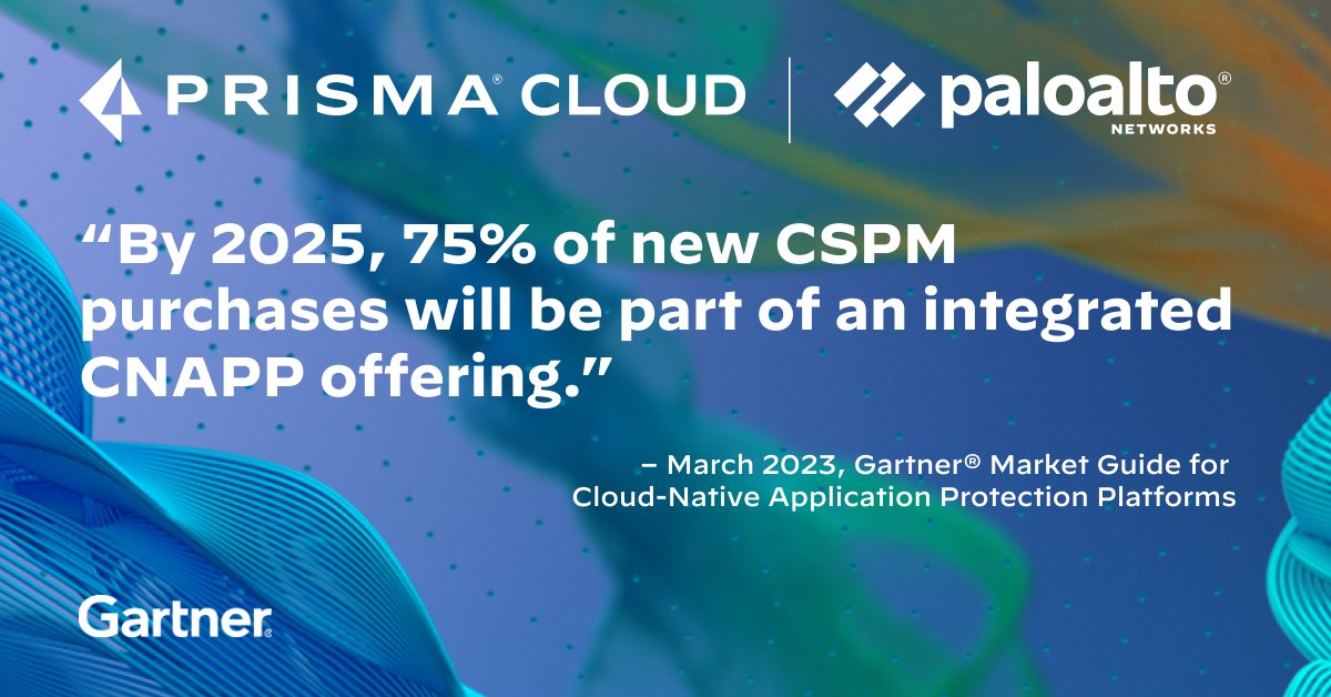 We're proud to be recognized as a Representative Vendor for CNAPP in <a href="/Gartner_inc/">Gartner</a>'s latest Market Guide for Cloud-Native Application Protection Platforms! 🎊

Learn how Prisma Cloud offers code-to-cloud security with a unified #CNAPP solution in our blog: bit.ly/3G2YBUm