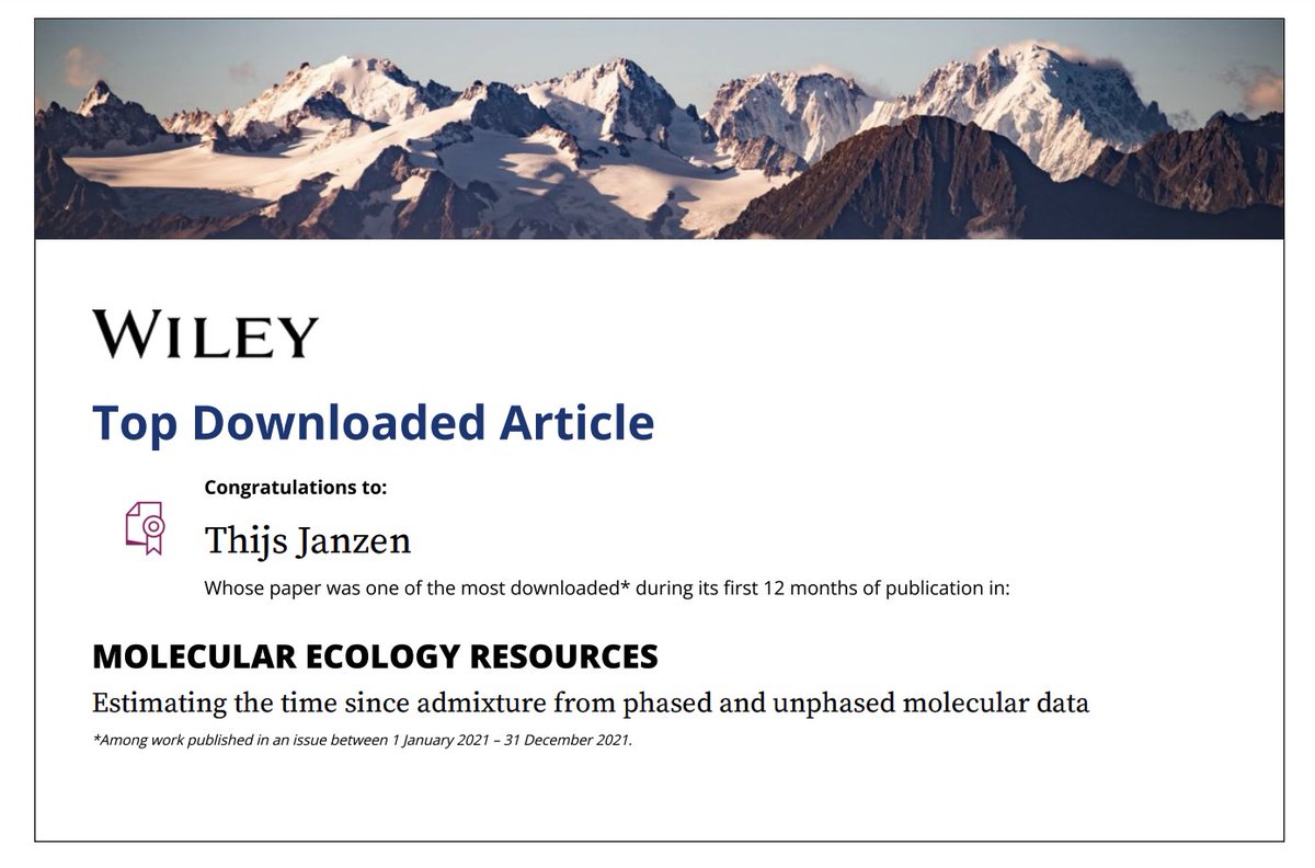 Yay! My paper with <a href="/VeroMiro1/">Vero</a> has been one of the most downloaded papers in <a href="/mec_resources/">Molecular Ecology Resources</a> in it's cohort.

Check it out here if you haven't already: onlinelibrary.wiley.com/doi/full/10.11…