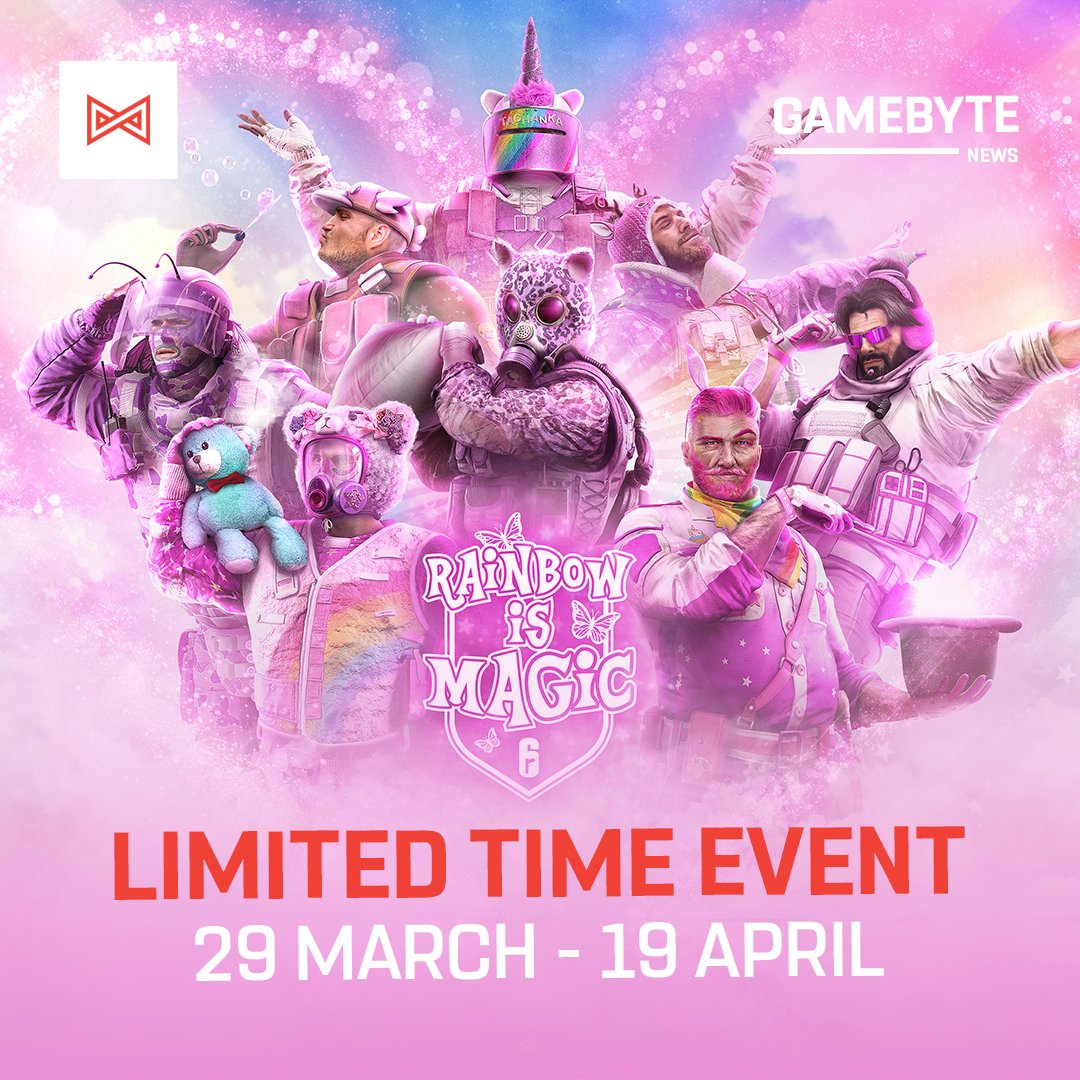 Mettlestate's tweet photo. 🌈 Rainbow is Magic returns, and it's more magical than ever! Returning March 29th the #R6 event comes with a new game mode, archetype system, and exclusive cosmetic bundles!
Don't miss out, join the rainbow squad until April 19th! 👉 https://t.co/VW7L8A2d88
#GameByte https://t.co/d48K92ecmr