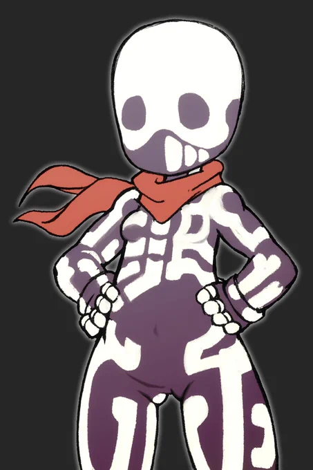 スカロマニアさん。技名叫ぶとき早口になるのが好き。スーパースカロスライダー!! #Skullomania #格ゲーキャラ描こうぜ 