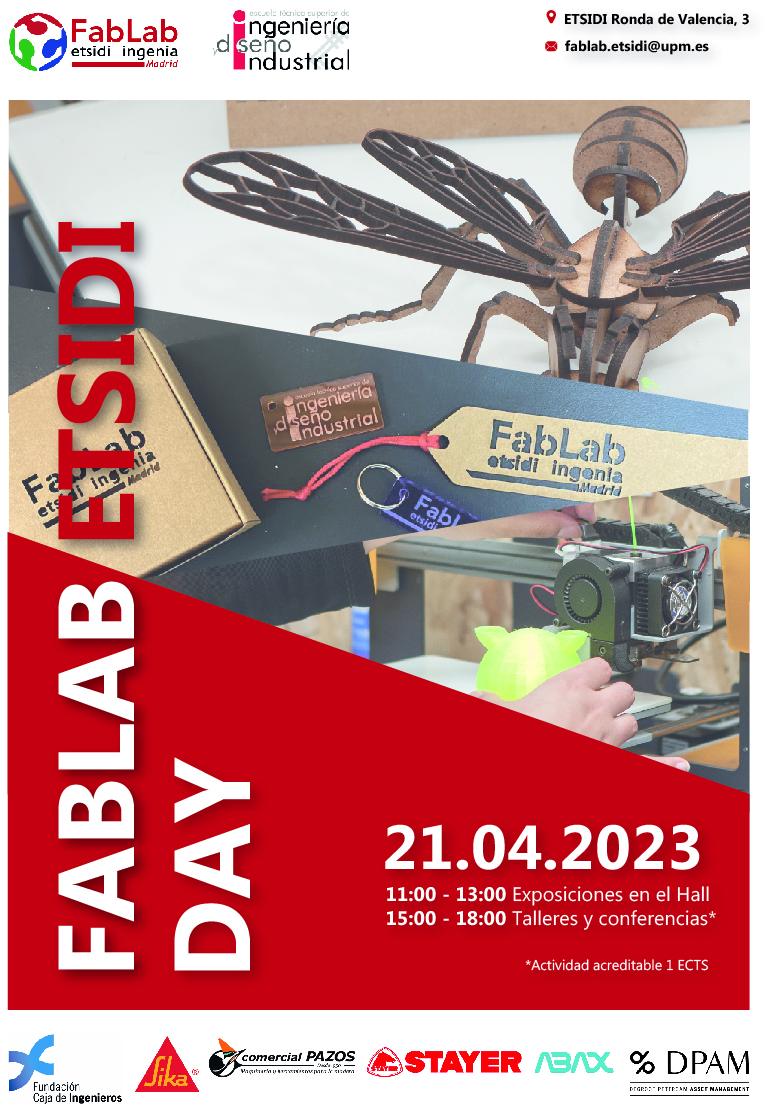 ETSIDI_UPM's tweet photo. 📢 EVENTO FABLAB ETSIDI DAY, para toda la comunidad de @La_UPM, 21 de abril de 2023 en la #ETSIDI, con motivo del 7º aniversario del @FablabEtsidi ,#SomosUPM #FamiliaETSIDI @ICarrilloRamiro  @osantossopena
@daetsidi  
https://t.co/uwJk4NW2lL https://t.co/usEauFkGTQ