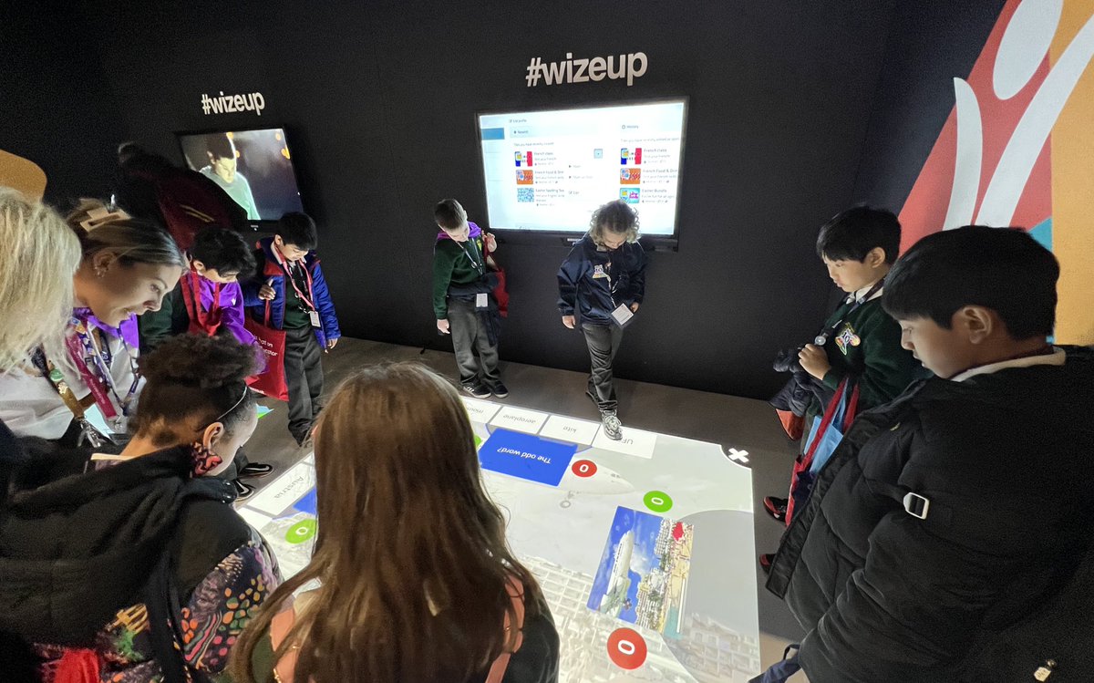 LEOacademies's tweet image. Our Digital Leaders from @cheamparkfarm enjoyed trying out the new #interactivefloor from @WizeFloorOne at #Bett2023. An interactive surface, encouraging play, movement, communication and collaboration. #wizeup