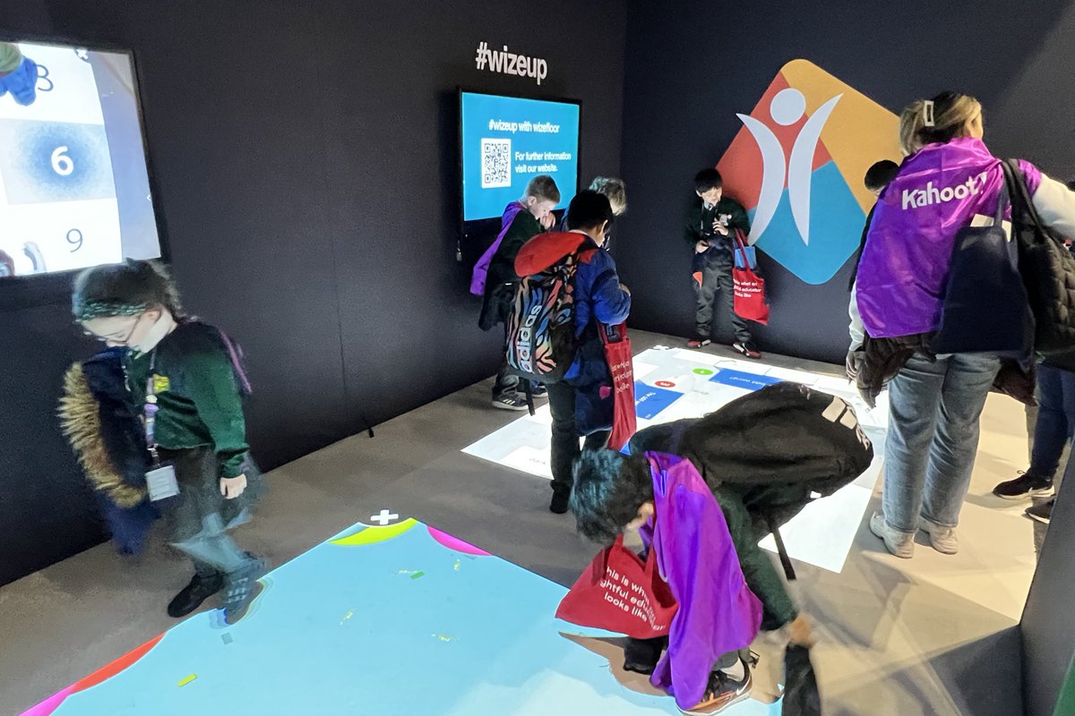 LEOacademies's tweet image. Our Digital Leaders from @cheamparkfarm enjoyed trying out the new #interactivefloor from @WizeFloorOne at #Bett2023. An interactive surface, encouraging play, movement, communication and collaboration. #wizeup