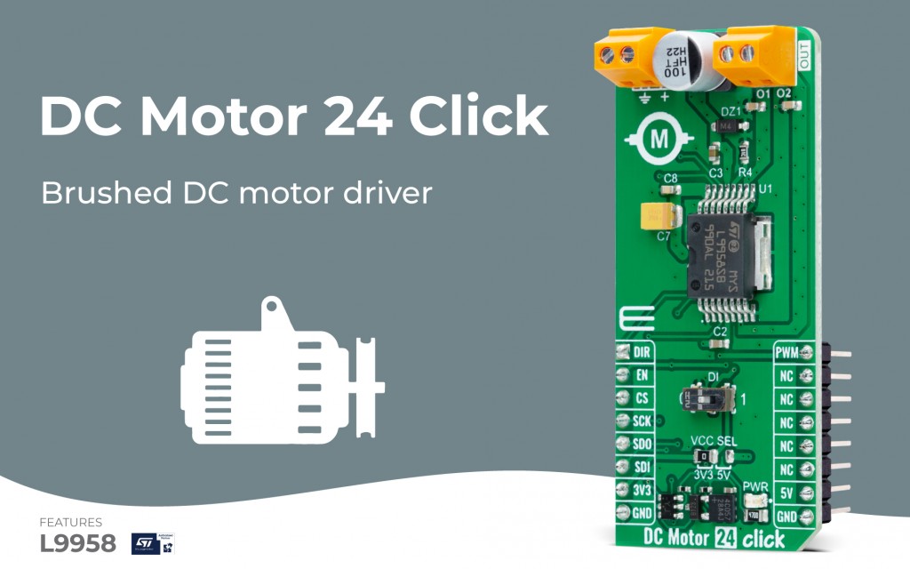 mikroel's tweet image. Today's new Click board™ features the L9958, an SPI-controlled H-bridge from @ST_World. #STAuthorizedPartner #STPartnerProgram
mikroe.com/blog/dc-motor-…