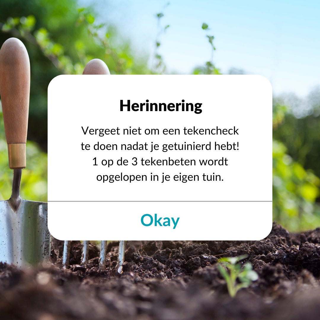 Lymevereniging's tweet photo. 🌷 Nu de lente weer is aangebroken gaan veel mensen weer tuinieren, maar wist je dat je in je tuin ook een tekenbeet kan op lopen?

Tekenkaart bestellen: https://t.co/l8NfgbN6dT

Doe jij altijd een tekencheck als je in de tuin bent geweest?

#Lymevereniging #TekenCheck #Tekenbeet https://t.co/qtdEljlv46