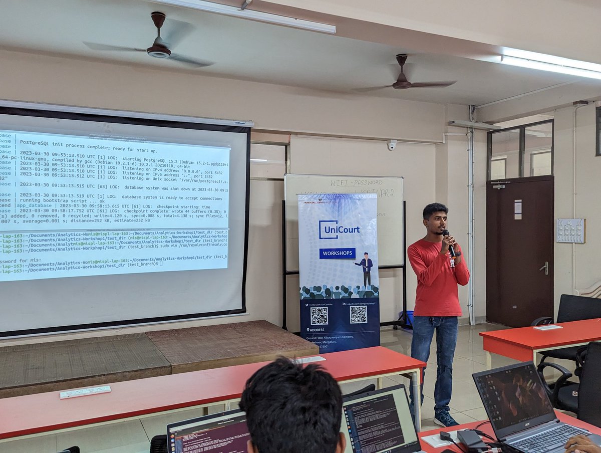 johndudex's tweet photo. @UniCourtInc conducted the #AnalyticsWorkshop1 in @SJEC_Mangaluru today. 
Topics covered included #Git #Docker and how they improve developers productivity. 

#NoMoreButItWorksOnMyMachine

More to come #StayTuned 
@AgentT30 @JovelCardoso @pshenoymi @Shreeshk44 https://t.co/ybHhCUlgqe