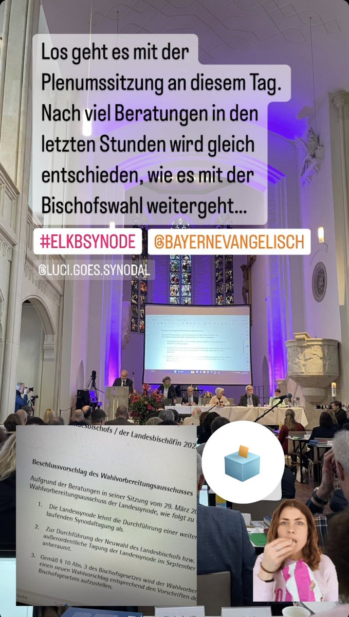 Weiter gehts im Plenum mit der Entscheidung zur Bischofswahl
@elkb #elkbsynode