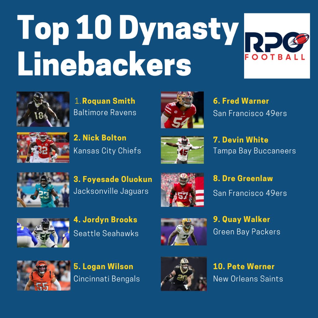 Master IDP on Twitter "Dynasty Linebacker Rankings 🔥 RPO_Football has