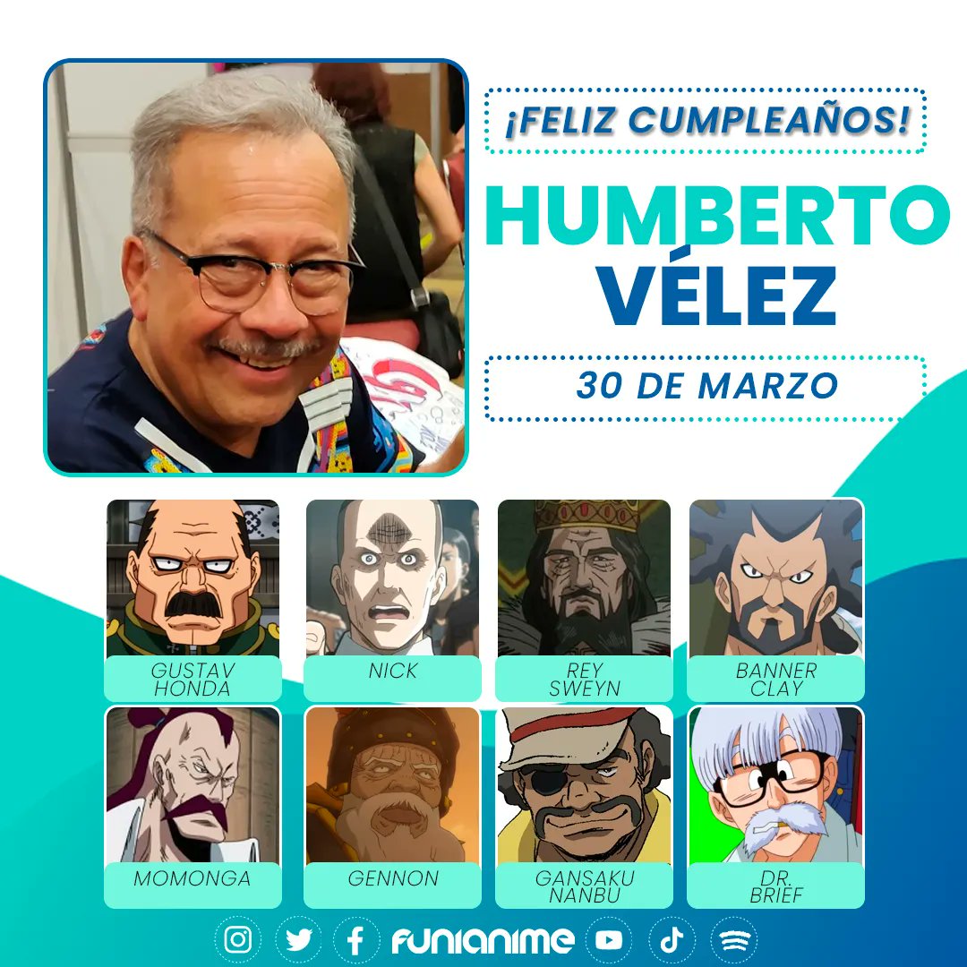 funianime's tweet photo. ✨ El actor de doblaje Humberto Vélez @hvelezoficial se encuentra hoy de cumpleaños.

🎉🎈¡Muchas felicidades!🎈🎉 https://t.co/Ai3lowh4PU