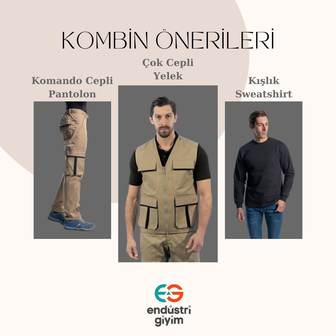 endustrigiyim's tweet photo. Komando cepli pantolon, iş sahanızda hareket kolaylığı için bel arka kemer kısmı lastiklidir. Ergonomik kalıpla kesilmiş ürünümüz vücudunuzun doğal hareketlerine göre tasarlanmıştır. Dört cepli yelek ile kullanımda hem doğal hareket özgürlüğü hem de depolama alanında konfor sunar https://t.co/TIeWX3pDYN