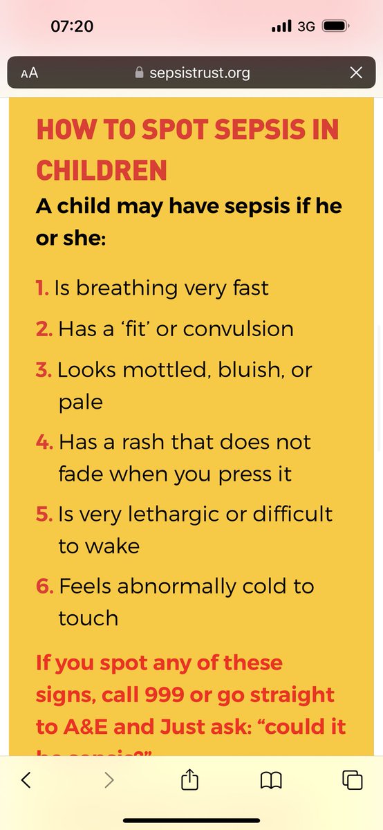 Just for the record. #SignsOfSepsis within Children. #Maudie