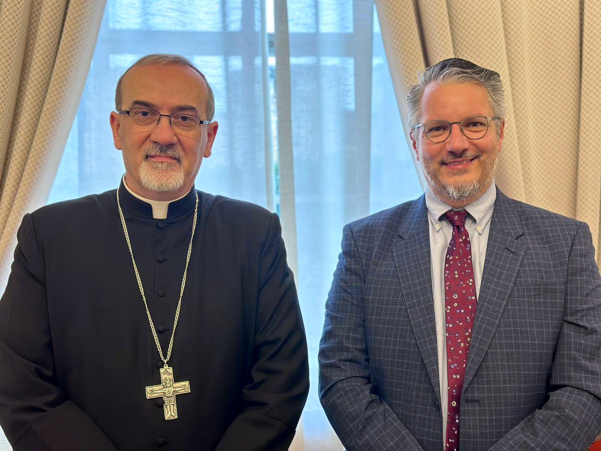 SawasyaPal's tweet photo. With privilege, we met with His Beatitude Patriarch Pierbattista Pizzaballa to discuss #legal_aid for vulnerable people in front of the #EcclesiasticCourt of Latin Patriarchate of #Jerusalem. This meeting is a milestone in our efforts to promote #accesstoJustice for Palestinians. https://t.co/lCblQ8yBxK