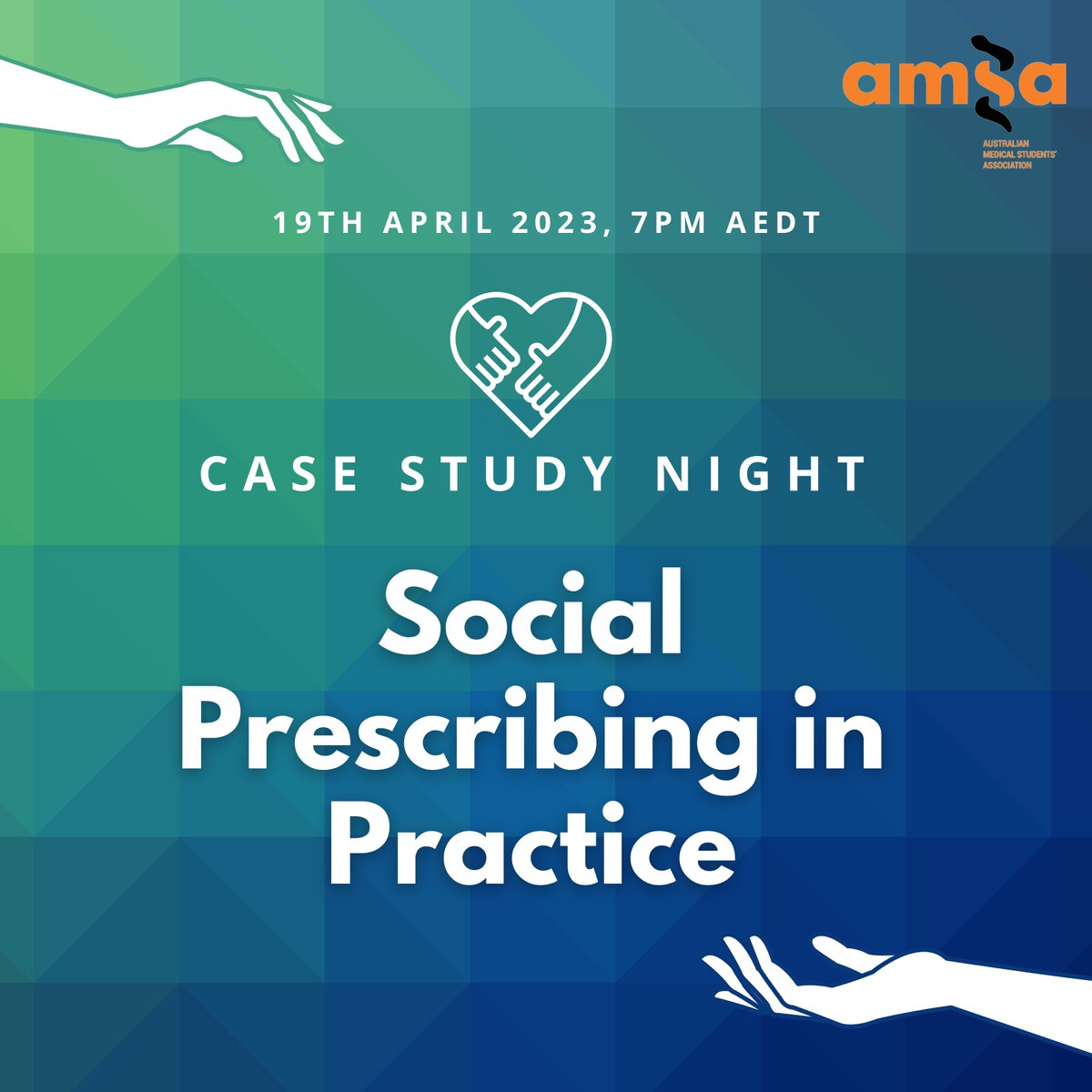 yourAMSAspsc's tweet photo. The AMSA Social Prescribing Student Collective is stoked to launch our very first event of 2023 - a #socialprescribing case night where participants can actively be involved in creating social prescriptions based on a real life patient scenario 🤝🇦🇺 https://t.co/vapJZnFfkV