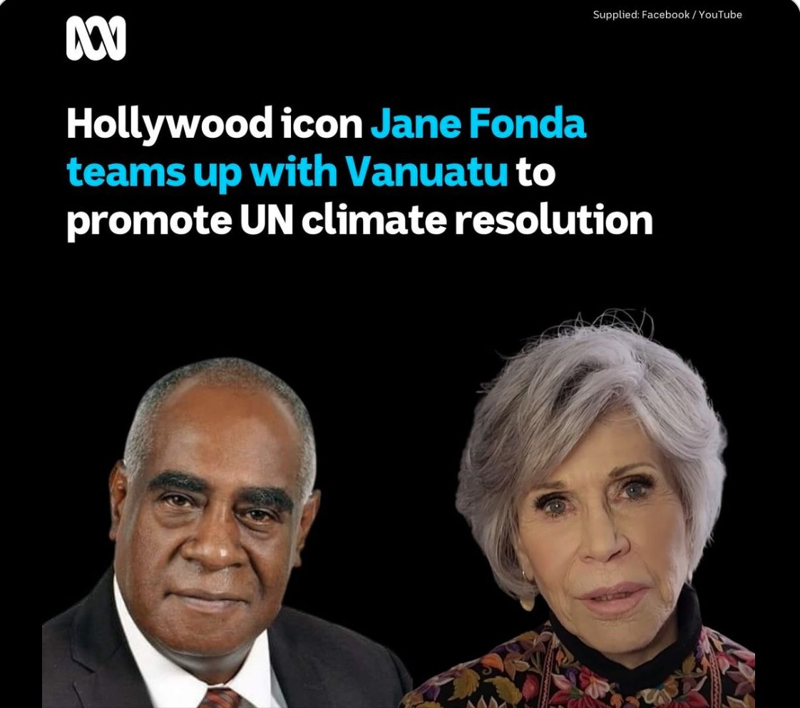 Thank you, thank you, thank you, .<a href="/Janefonda/">Jane Seymour Fonda</a> for speaking up for #Vanuatu and the new UN Climate Resolution. A critical development that sets out the  obligations of states in protecting the rights of current and future generations from the adverse effects of #climatechange