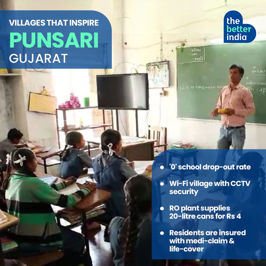 #VillagesThatInspire

From digital schools to litter-free roads and Wi-fi & CCTV facilities to intelligent waste collection, Punsari village is a role model to several other towns in #Gujarat.

#SmartVillage #Inspiration #IndianVillages #Model #Initiatives