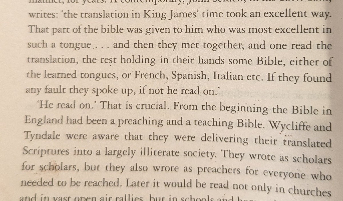 thebeatcroft's tweet photo. Why the King James Version of the #Bible just sounds better: each member of the translation teams read their work to each other aloud. From Melvyn Bragg's superb #TheBookofBooks #KJV https://t.co/4njxm6HHMW