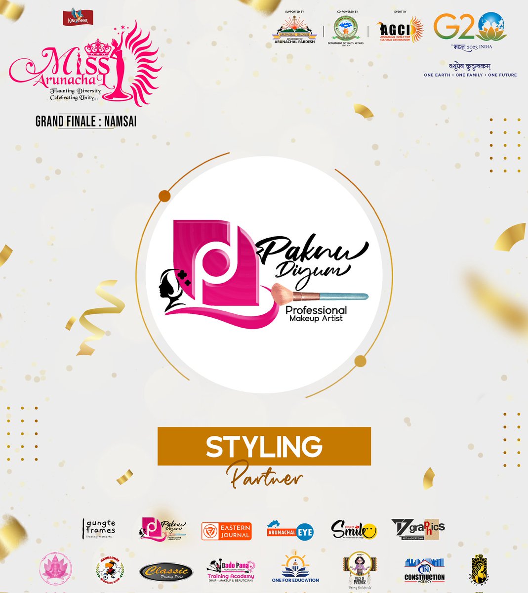 MissArunachal's tweet photo. We are delighted to announce that we have #PaknuDiyum professional Mekeup Artist as the official Styling partner for Kingfisher Miss Arunachal 2023!
#MissArunachal #PaknuDiyum #Professional #MakeupArtist #StylingPartner #AGCI #ArunachalGuildForCulturalIntegration https://t.co/tuxAxxkdvs