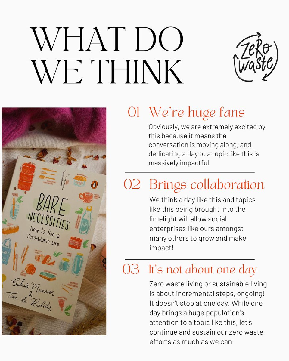 Bare_ZeroWaste's tweet image. March 30 marks the first ever #ZeroWasteDay 🎉
-
Today and everyday, let’s try our best to live #mindfully and make it a goal to go as #zerowaste as possible 🤝
-
It’s all about incremental, taking it step by step ♥️

@UNEP @UNHabitatIndia @UNHABITAT 

#CircularEconomy