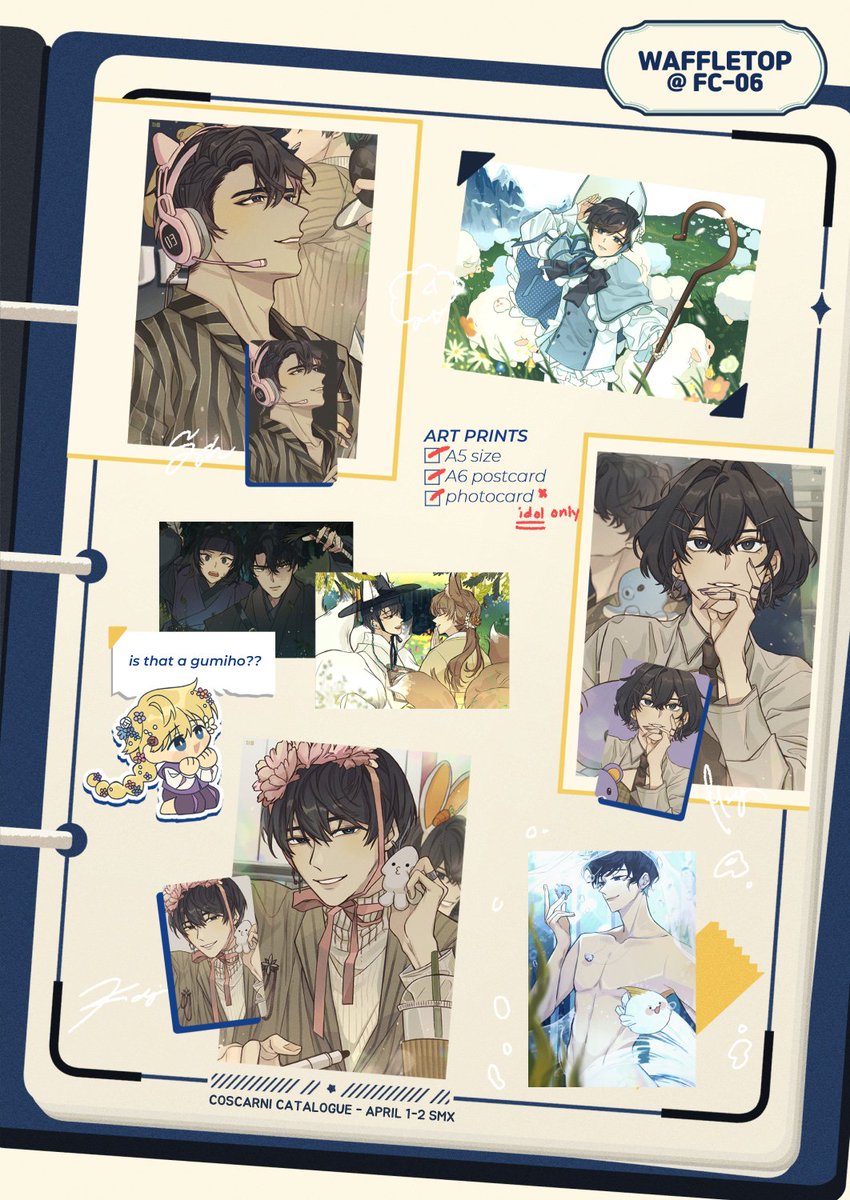 A messy catalogue for coscarni🍤
I'll be with rossomimi and _shigenoi as curious hipon again at FC-06! We're near the stage area so I hope you don't get lost along the way~

#CosplayCarnival2023 #coscarni2023 