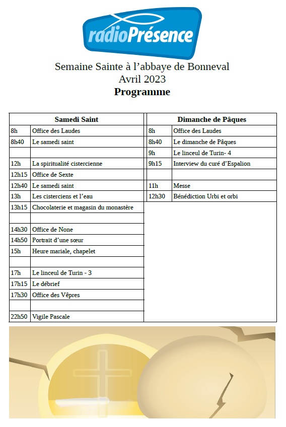✝️ Direction l'abbaye de Bonneval pour le #Tridummpascal2023 

🎙️Au programme : offices, portraits de sœurs, éclairages spirituels, reportages sur la chocolaterie et sur l'histoire du lieu....et plus encore 👇

<a href="/Eglisecatho/">Église catholique en France</a> <a href="/dept_aveyron/">Département de l'Aveyron</a> #eglise #jeudisaint #vendredisaint #paques