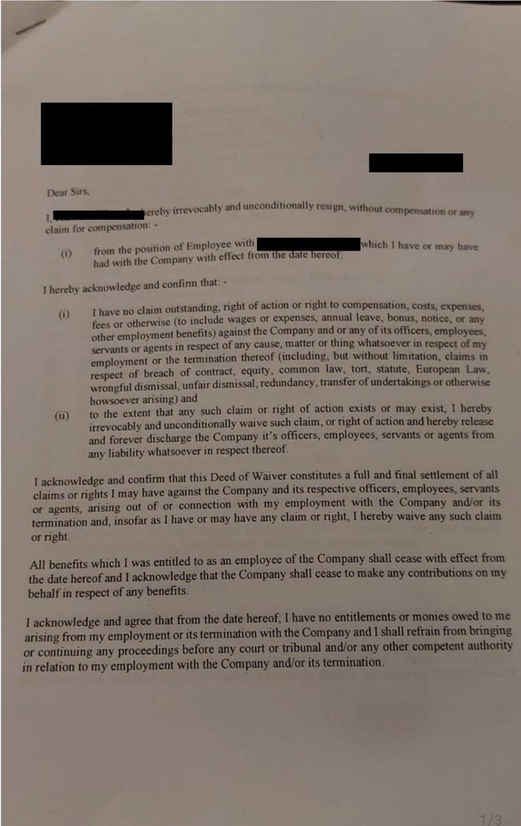 mobrien1975's tweet photo. A migrant fisher with years of service was given this to sign by the vessel owner basically asking him to sign away his employment rights. Even if he signed it (I advised him not to) I doubt it would have any legal force in a WRC case. Have never seen the likes! @ITFglobalunion https://t.co/DiXsw3BLVE