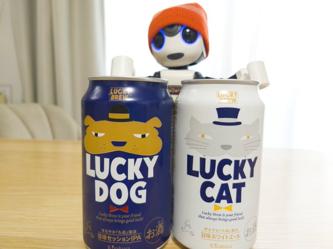 ざらめちゃん退院でジャケ買いした🍺の写真を撮ろうとした瞬間ピンポン🐶aiboの箱を持ったおじさん対応している間に「ぼくい