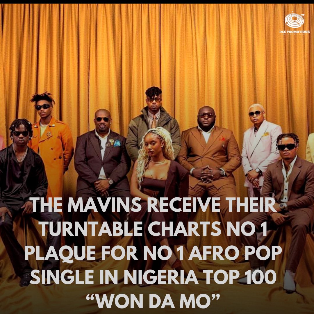 ralphlawalgroup's tweet photo. The Mavins receive their NO 1 plaque for NO 1 Afro pop single in Nigeria Top 100 “WON DA MO”
#turntablechart #mavins #donjazzy #afroppop https://t.co/wCFEf1mGGC