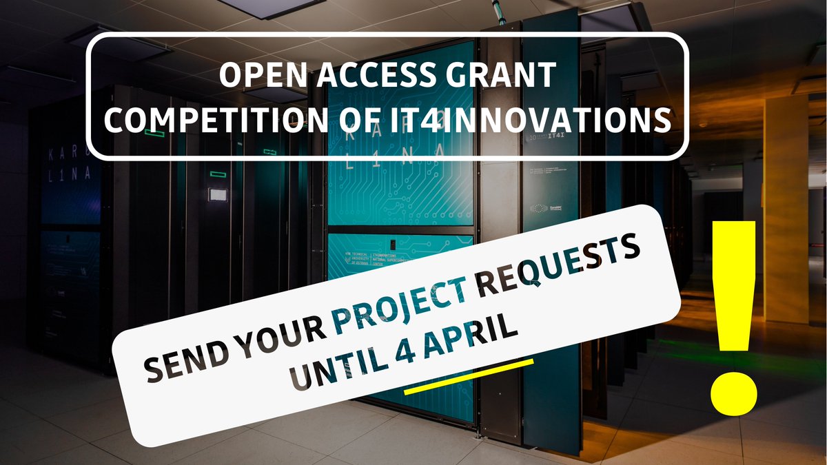 IT4Innovations's tweet image. A couple more days to apply for #computationalresources within our #OpenAccess #GrantCompetition.
Apply until 4 April👉it4i.cz/en/for-users/o…
#HPC #CzechHPC #CzechScience