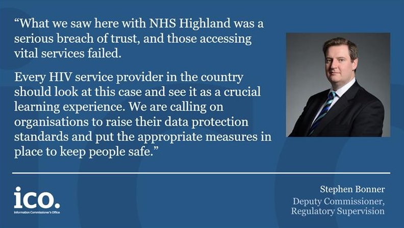 ICOnews's tweet image. NEW: We have issued NHS Highland with a reprimand for a serious data breach involving people accessing HIV services: ico.org.uk/about-the-ico/…