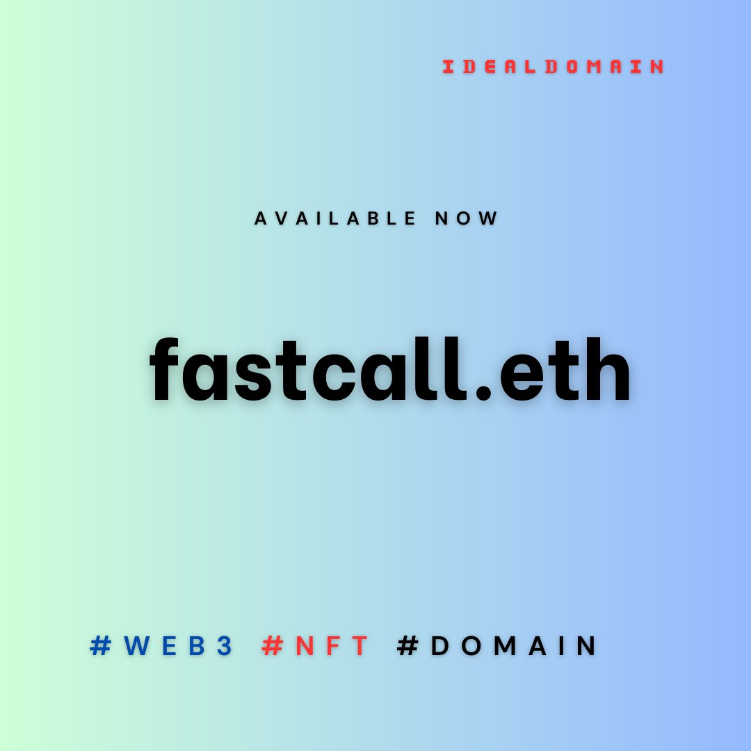 Take control of your future with Web3 domain - Secure, Decentralized, and Future-Proof 💻🔒🌐💪. Available Now 👉shorturl.at/brsG8

fastcall.eth

#Web3 #domainsforsale  #NFTs