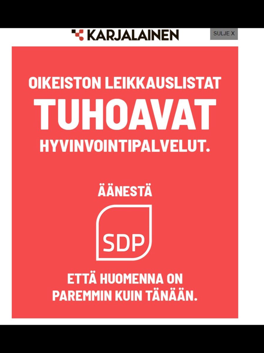 tellakvere's tweet image. #soome valimisreklaam, sdp ja vasakliit vs kokoomus