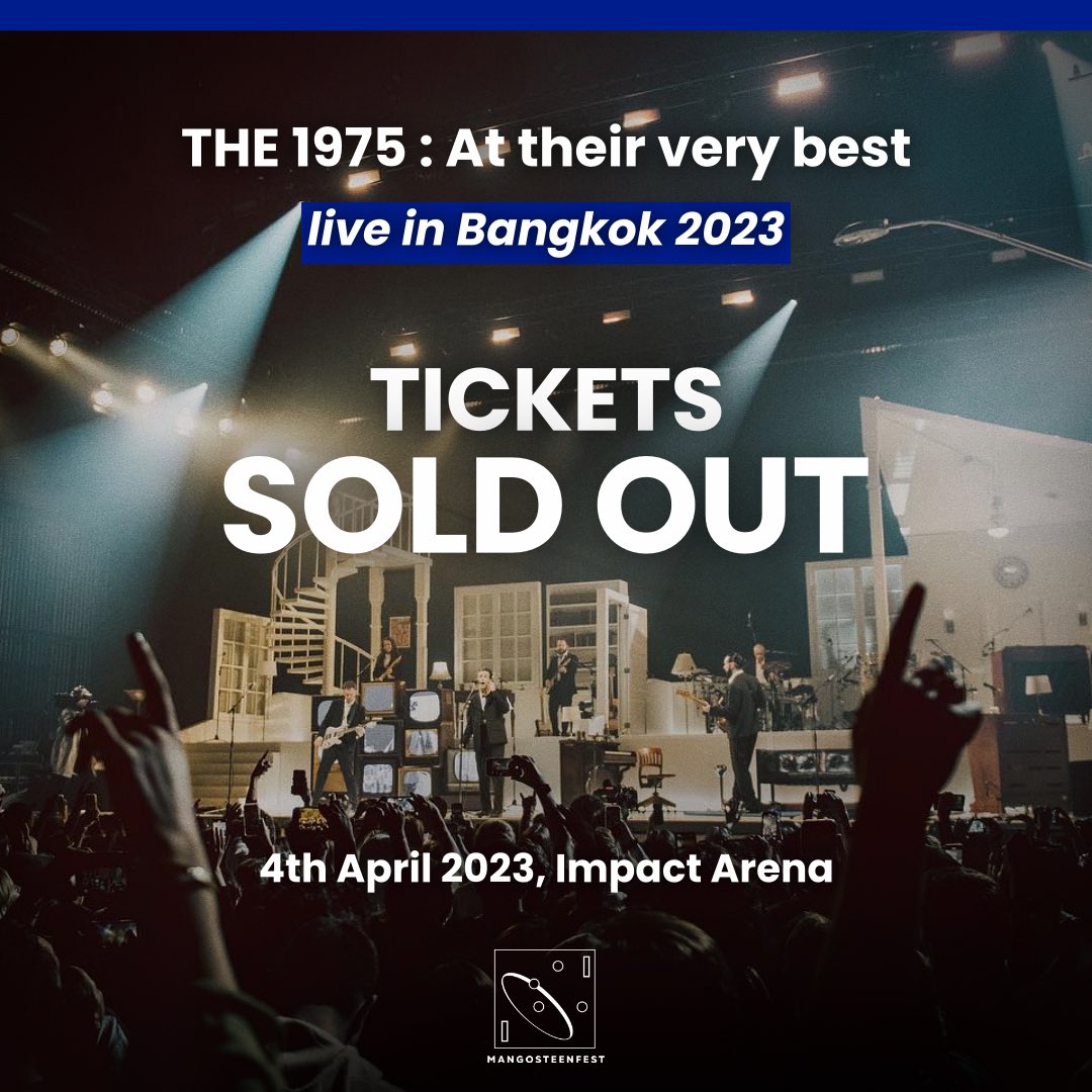 💙 All tickets are SOLD OUT. 💙

ใกล้ถึงวันงานแล้ว ฟิตร่างกาย และซ้อมร้องซ้อมเต้นกันไว้ให้พร้อมนะ แล้วไปเจอกัน

4 เมษายนนี้ ที่อิมแพ็ค อารีน่า

#The1975LiveInBKK 
#MangosteenxThe1975 
#Mangosteenfest
#the1975thailand