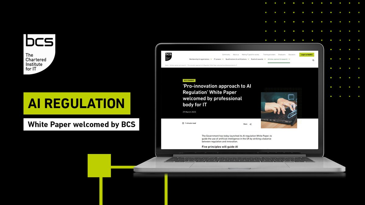 bcs's tweet photo. We’re quoted in the announcement of plans for #AIregulation by @SciTechgovuk

Our CEO @RashikParmar said: “We need to remember this future will be delivered by #AI professionals - people - who believe in shared ethical values"

Our full response here https://t.co/I1CNnIG2Pu https://t.co/8y8Kd5YEUI