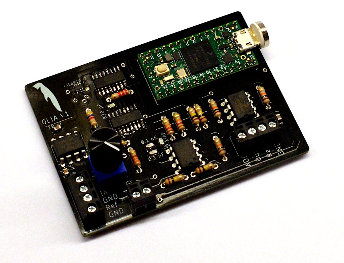 nanotwig's tweet photo. Our new paper describes OLIA: an open, feature-rich, card-sized digital lock-in amplifier. Featuring internal &amp; external referencing up to 50 kHz, adjustable preamp, exponential &amp; synchronous filtering, analogue &amp; digital outputs and more! #openhardware  https://t.co/oDE4IhXA65 https://t.co/R4Ne6GmFZE