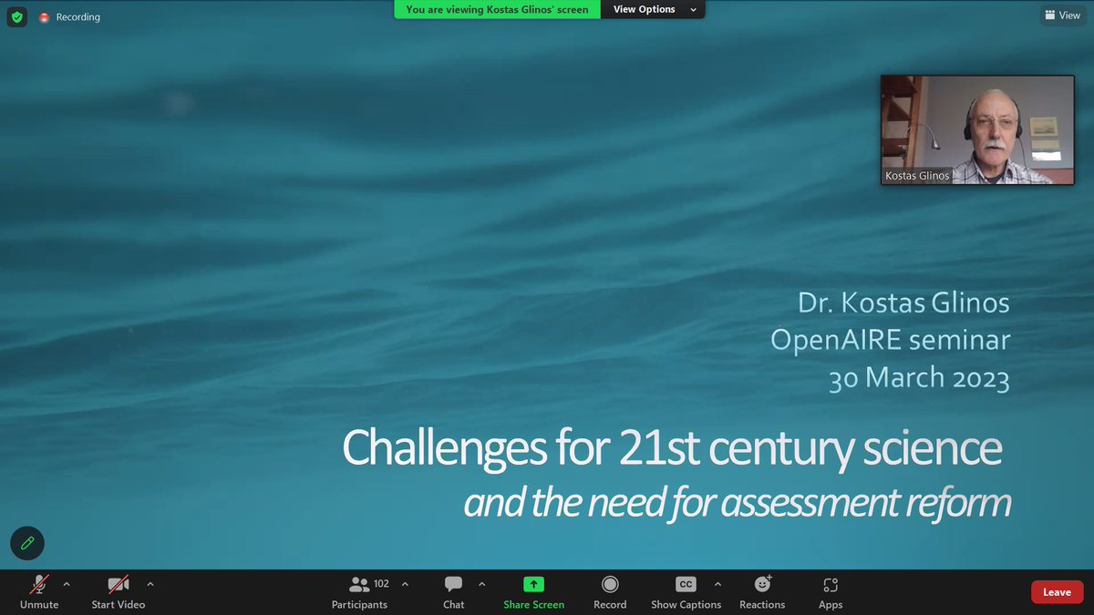 elli_lib's tweet photo. @OpenAIRE_eu GR & CY webinar for #researchassessment we welcome Dr Konstantinos Glinos, former Head of Unit for #OpenScience in the Directorate General for Research & Innovation (DG RTD) , European Commission: https://t.co/Y8Brb74hNK #OpenScienceGreece https://t.co/SwBu7WQd81