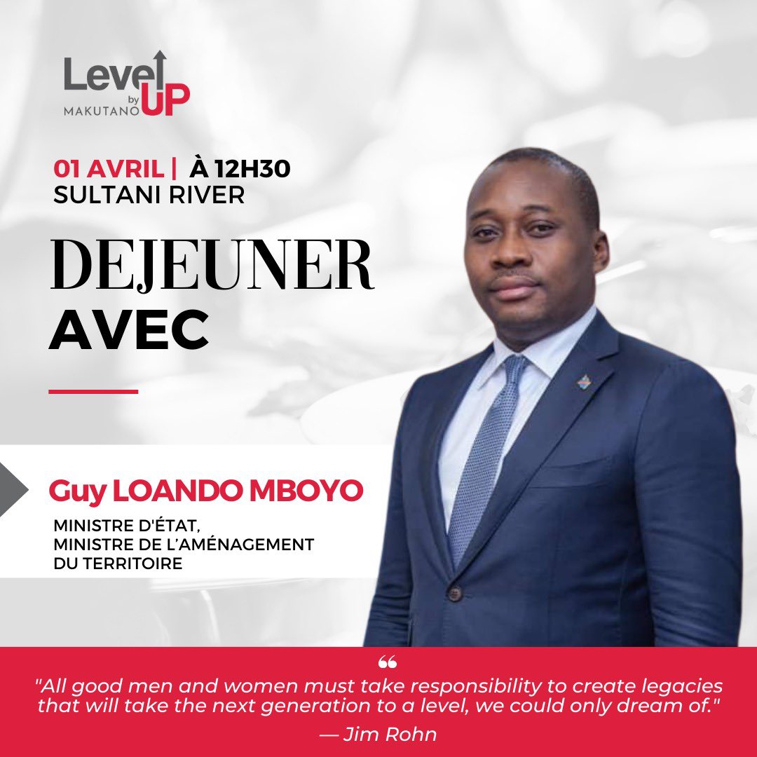 Guy_Loando's tweet photo. Ne manquez pas le Makutano Level Up du 1er avril 2023, à Kinshasa, au Sultani River, où je répondrai aux questions des jeunes et je partagerai avec eux les éléments clés de mon parcours sur le plan social, professionnel, et politique. Merci. #MakutanoLevelUp https://t.co/q89A4Zpugj