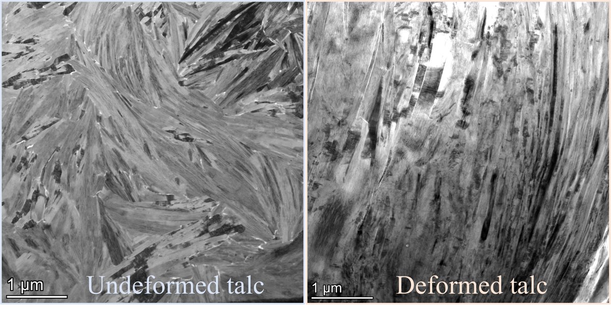 <a href="/EXCITE_network/">EXCITE2</a> TNA user PhD <a href="/BonehYuval/">Rock Deformation @ BGU</a> TEM images of talc microstructures in undeformed &amp; experimentally deformed (T=400°C &amp; 1GPa confining pressure (Boneh et al., 2023)) samples. Deformed structures demonstrate delamination of talc layers along cleavage planes. #EU_H2020 #TEM