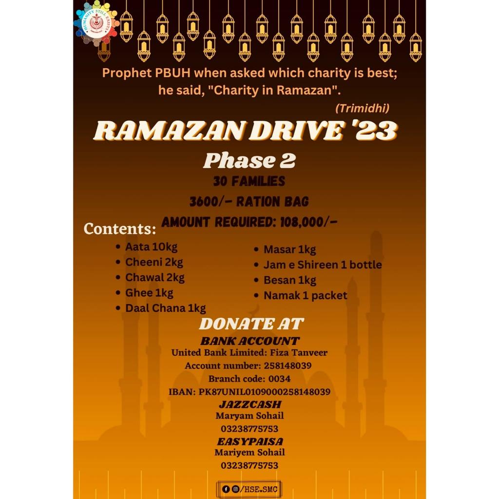 hse_sargodha's tweet photo. The Prophet (ﷺ) said, 

"The best of you are those Who feed others." ✨

RAMADAN RATION DRIVE '22 PHASE II
💰➡️🍜🥘

After completing phase I, Phase 2 is Initiated. 

Donate us , help us feed the deserving families and Multiply your Rewards. https://t.co/vv0zGQFhq4