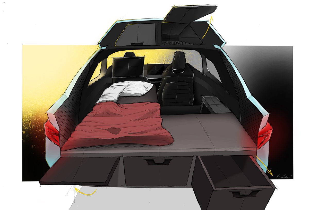 SKODAUK_Media's tweet image. Thought about combining a mobile office and camping space in the Enyaq iV? 
Well the students from the Škoda Vocational School are bringing this concept to life. 
Here&apos;s a sneak preview of the Škoda Student Car project that is currently underway. 

#Skoda #Studentdesign #design