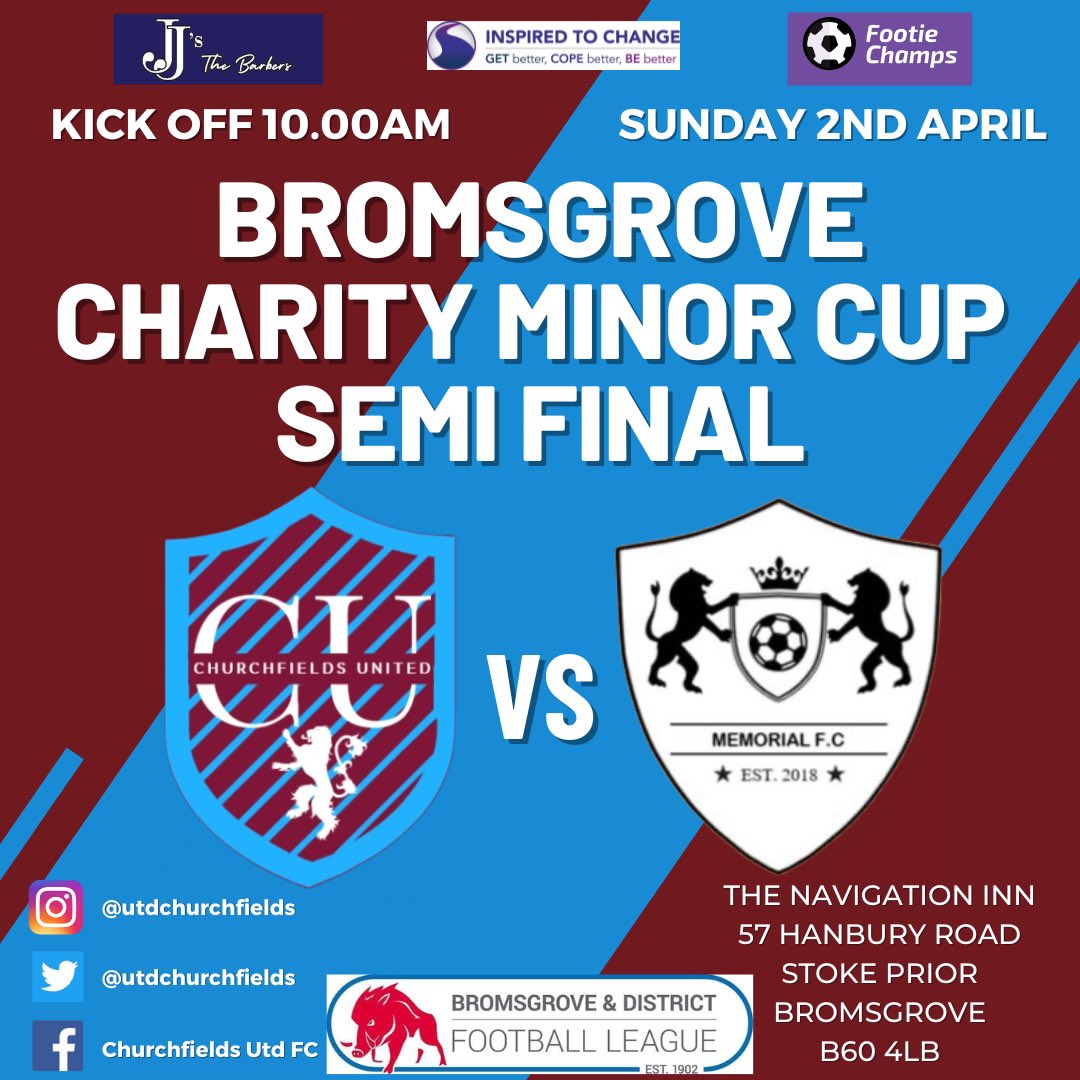 This Sunday is our biggest game of the season so far and our biggest game as a club! Semi Final of the Bromsgrove Charity Cup against <a href="/MemorialFC/">Rubery Memorial F.C</a>! Let’s have it 💪🏻 #UTC⛪️