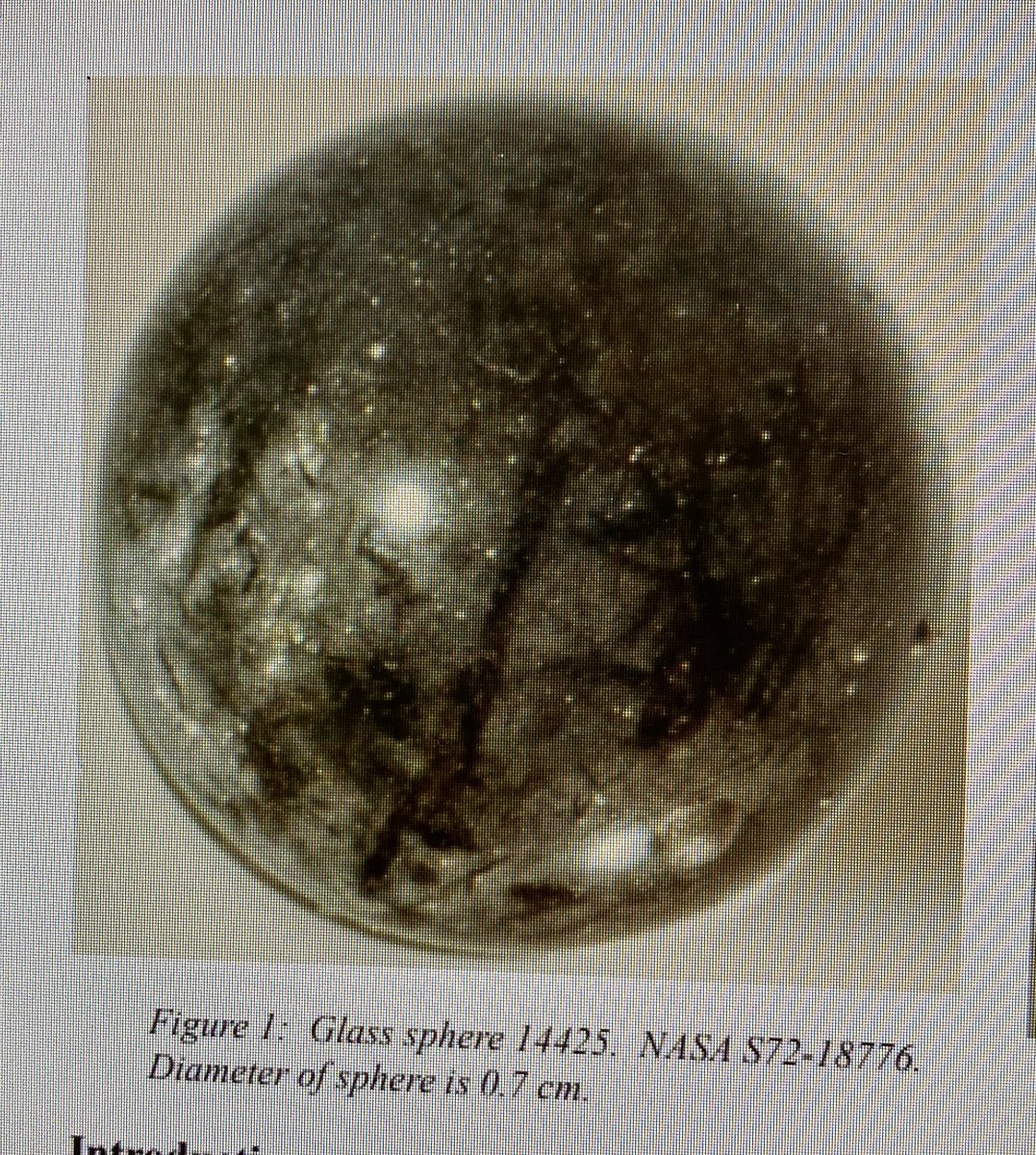 Just saw this singular glass sphere sample from Apollo 14 - although its diameter is not even 1cm, it looks like a beautiful planet/moon already 😍